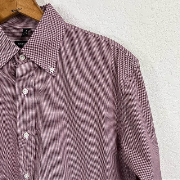 Bergdorf Goodman Gingham Tailored Fit Button Down Plaid Shirts - Picture 2 of 8